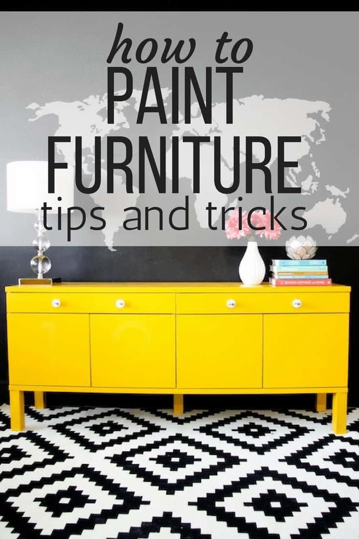 Yellow-painted sideboard with a map mural - how to paint furniture to make it fit your home better.