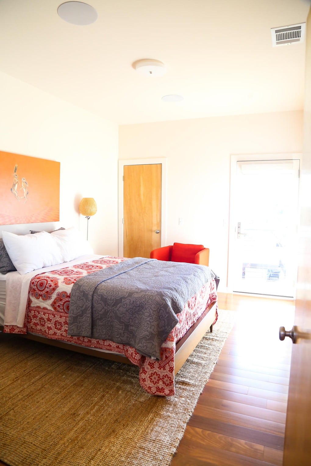 This bedroom is so beautiful - see more of this gorgeous home and all of the details on Starlight Village in Austin