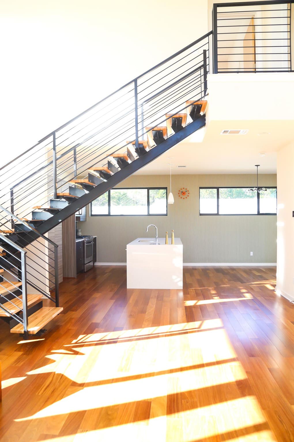 Gorgeous staircase and open floor plan