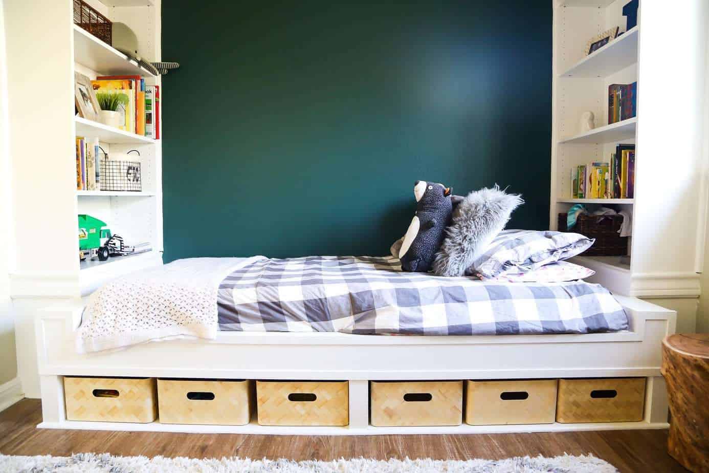 Easy Diy Bed With Built In Shelves Using Ikea Bookcases