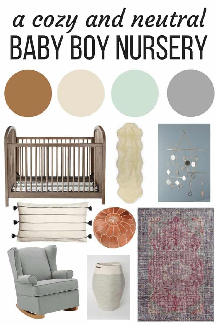 Gender neutral nursery ideas - this baby boy nursery mood board is neutral and cozy