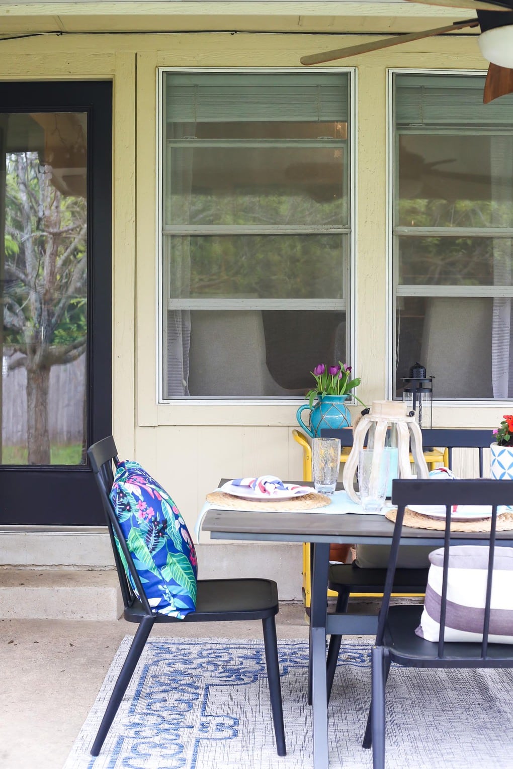 Decorated patio table