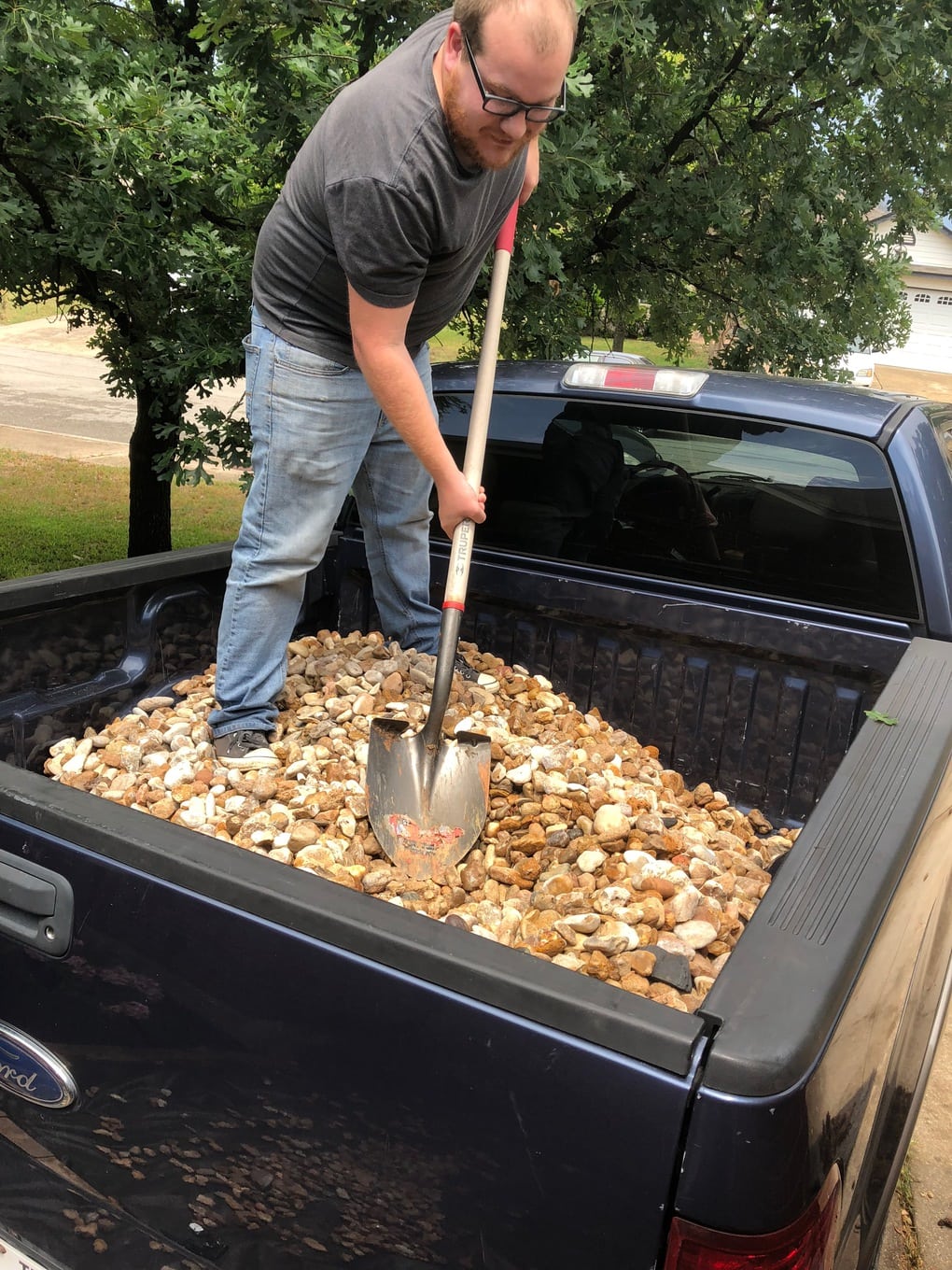 Truck full of river rock