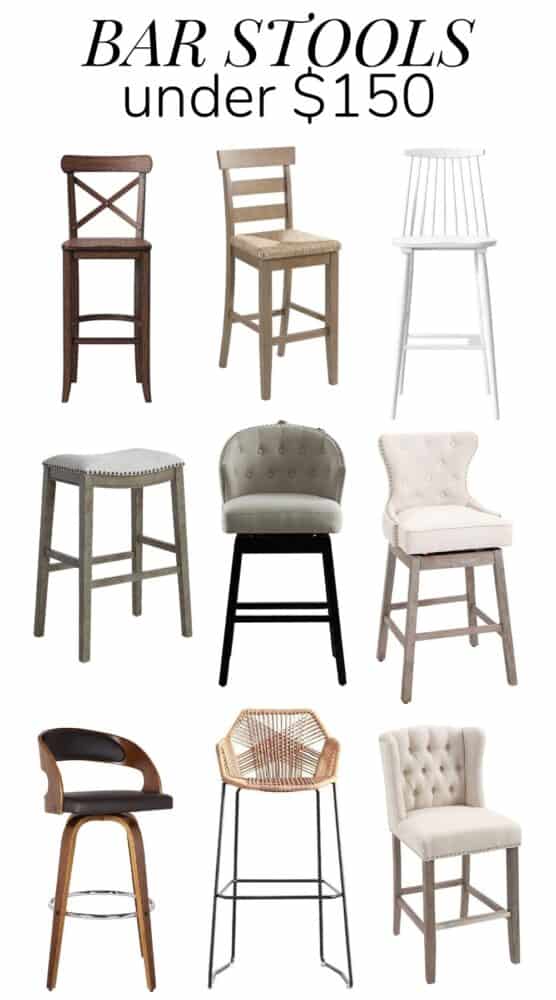Collage of bar stools under $150 