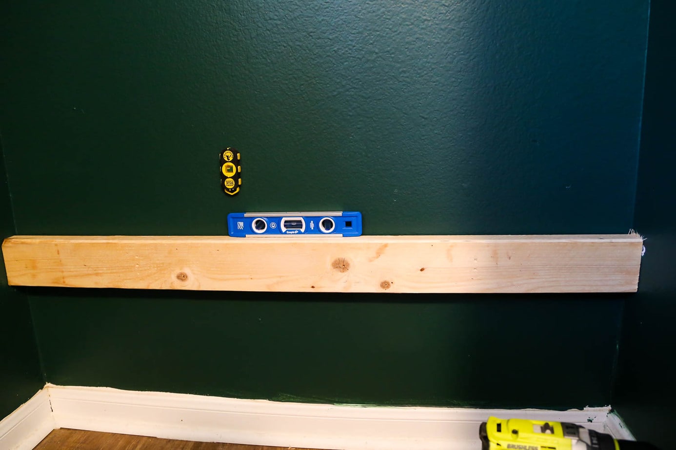 installing support boards for DIY closet shelves