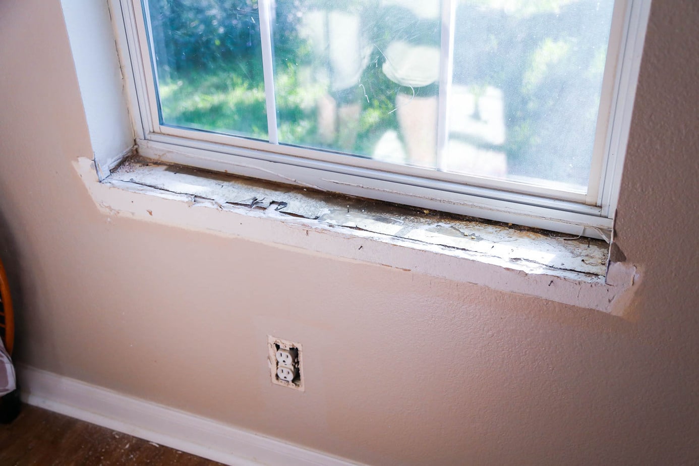 window with windowsill and trim removed 