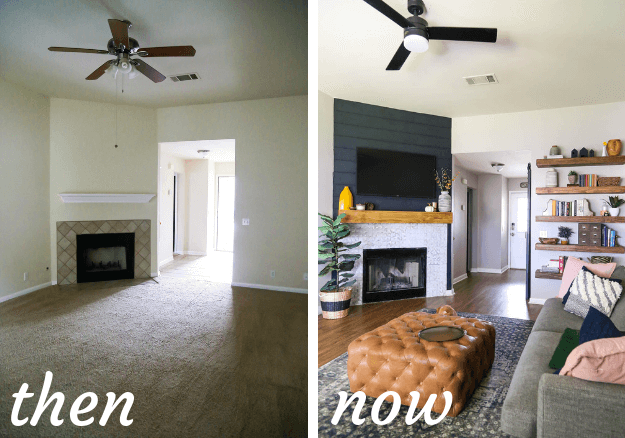 living room before and after
