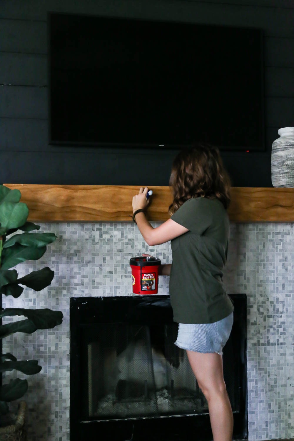 installing diy fireplace mantel