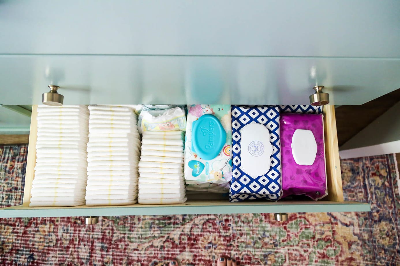 organizing diaper changing station