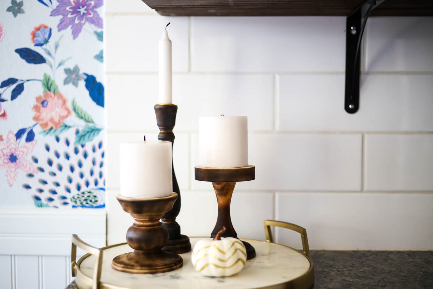 diy burned wood candlesticks