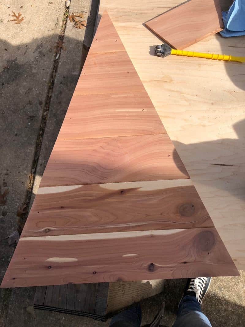 cedar plank christmas tree DIY