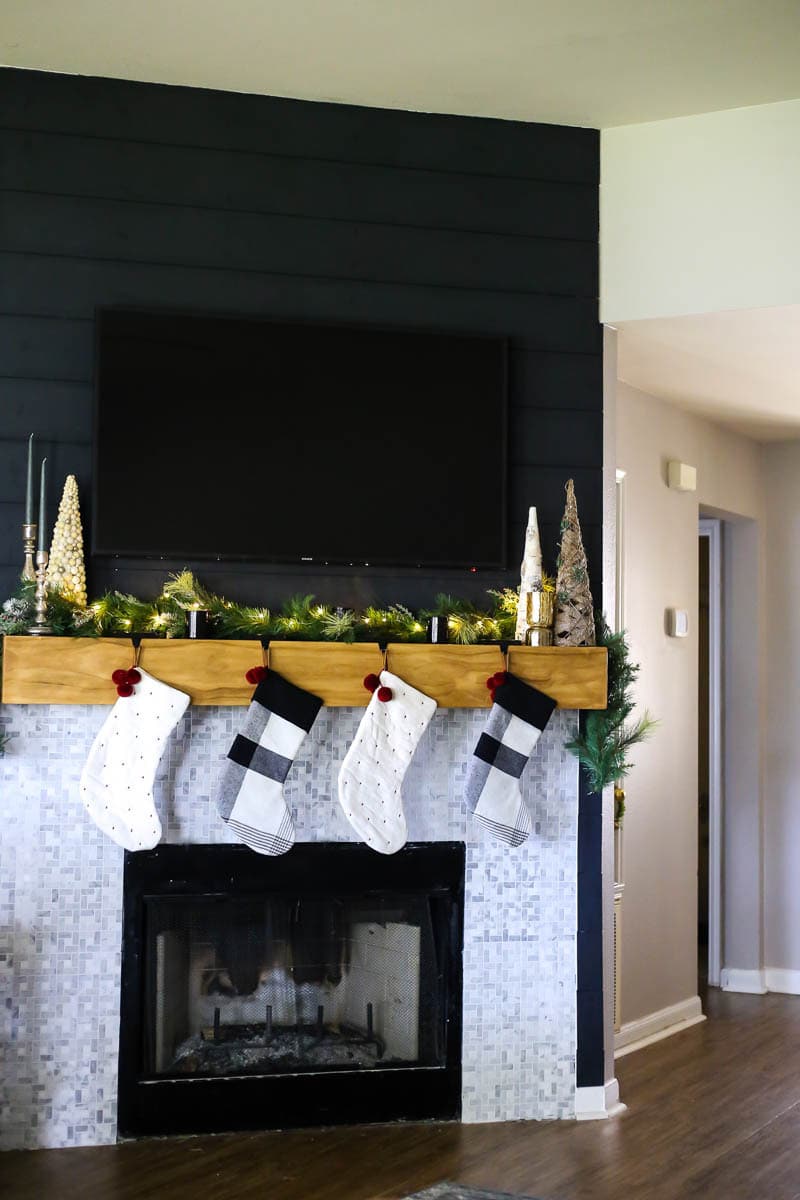 Mantel with Christmas decor