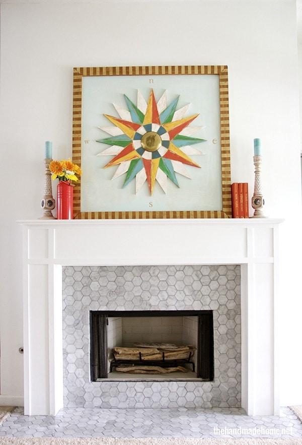 fireplace makeover with DIY mantel