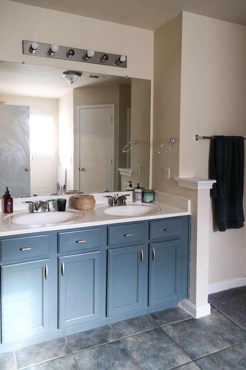 bathroom with painted vanity