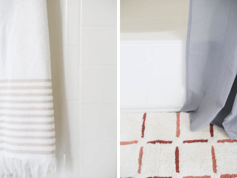 close-up collage images of DIY refinished bathtub