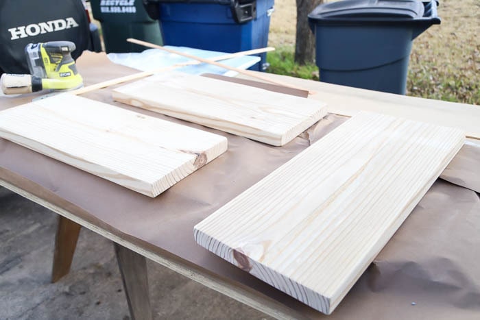 wood board cut for bathroom shelves