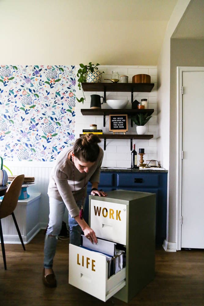 woman filing papers