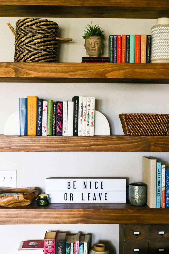 shelving with books