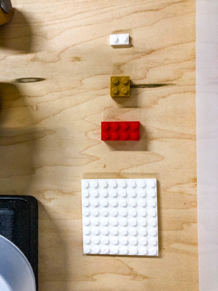 various LEGO brick sizes