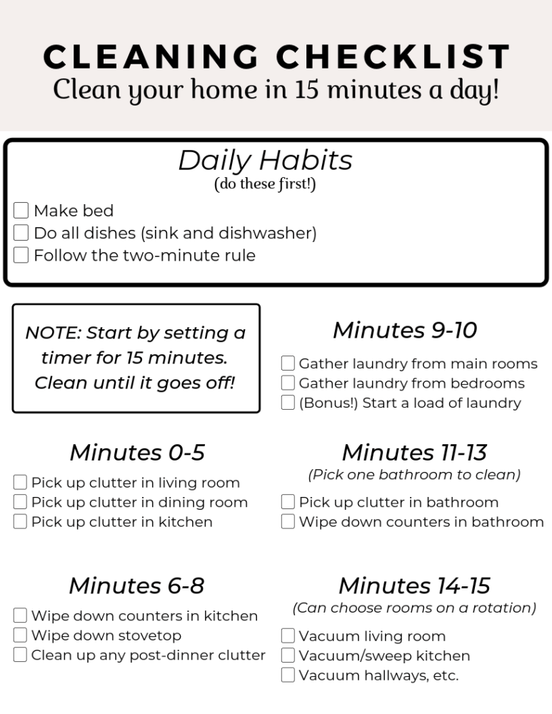 cleaning checklist