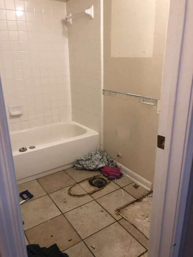 bathroom in process of being demoed