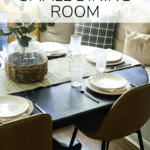 Dining room table with text overlay - how to entertain in a small dining room