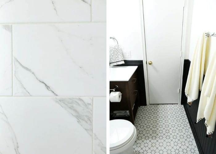 Jeffrey Court tile used in bathroom renovation