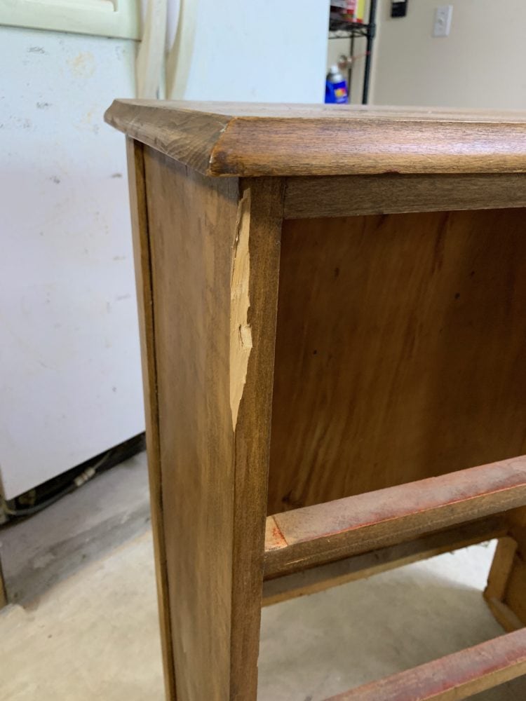 Dresser with a damaged side