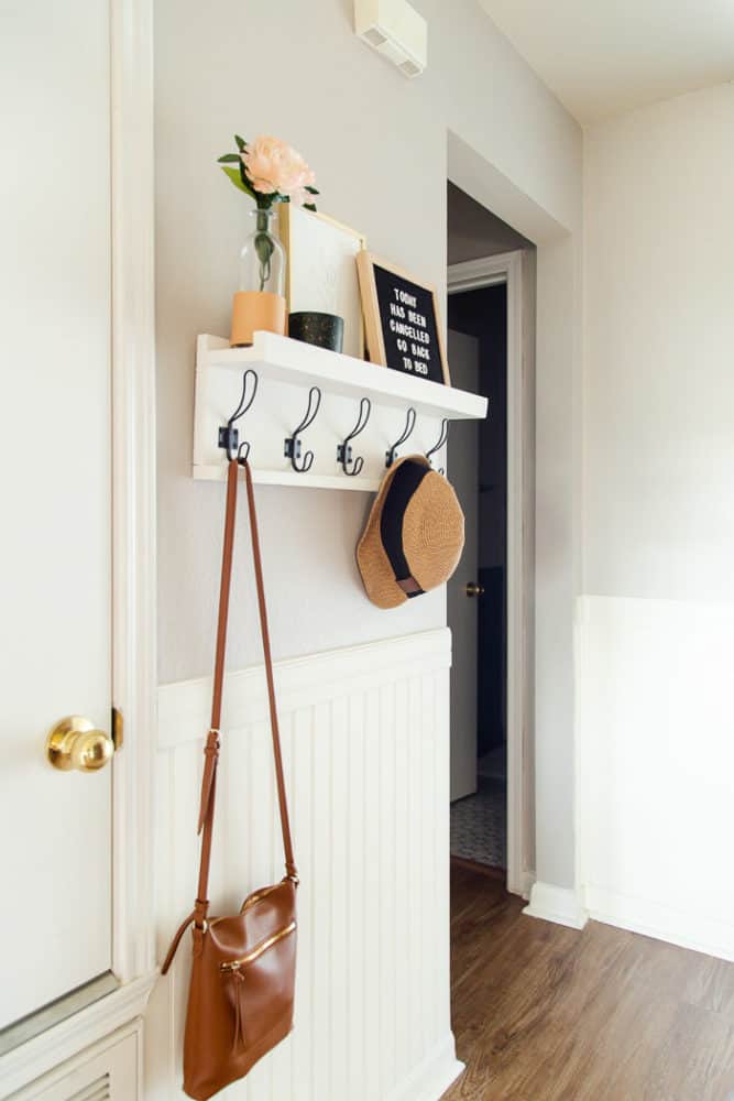 DIY Entry Shelf with Hooks ONE HOUR BUILD Love Renovations