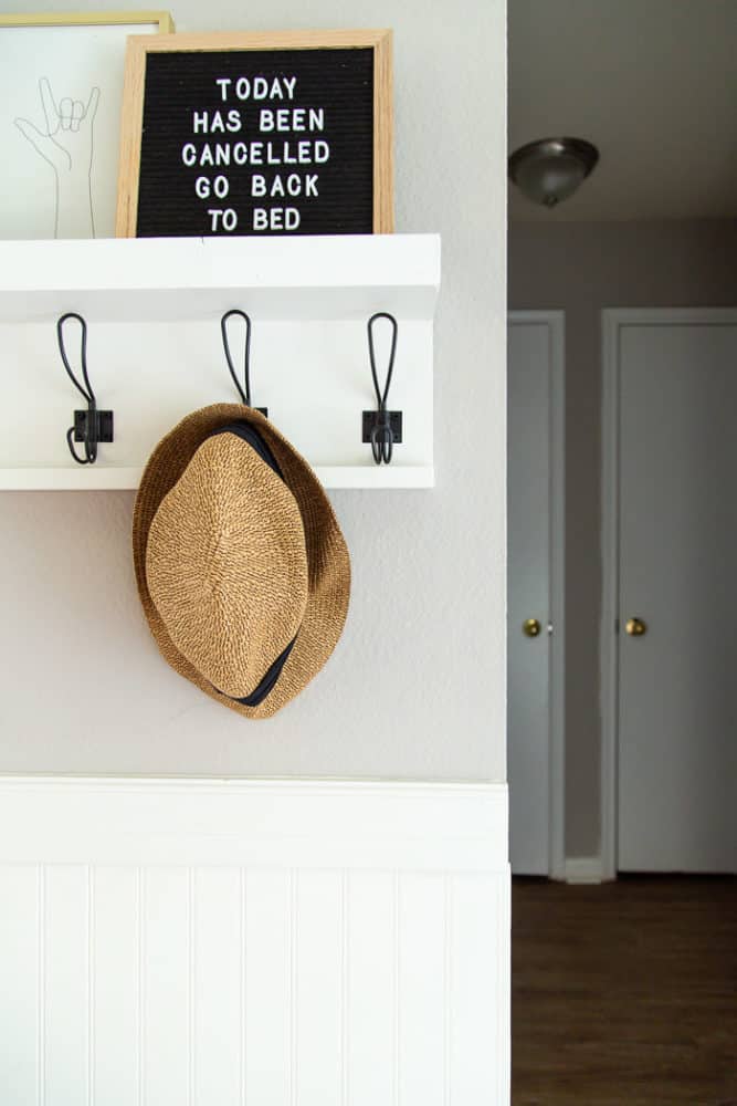 DIY wall shelf and hooks