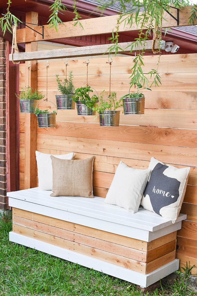 DIY outdoor storage bench
