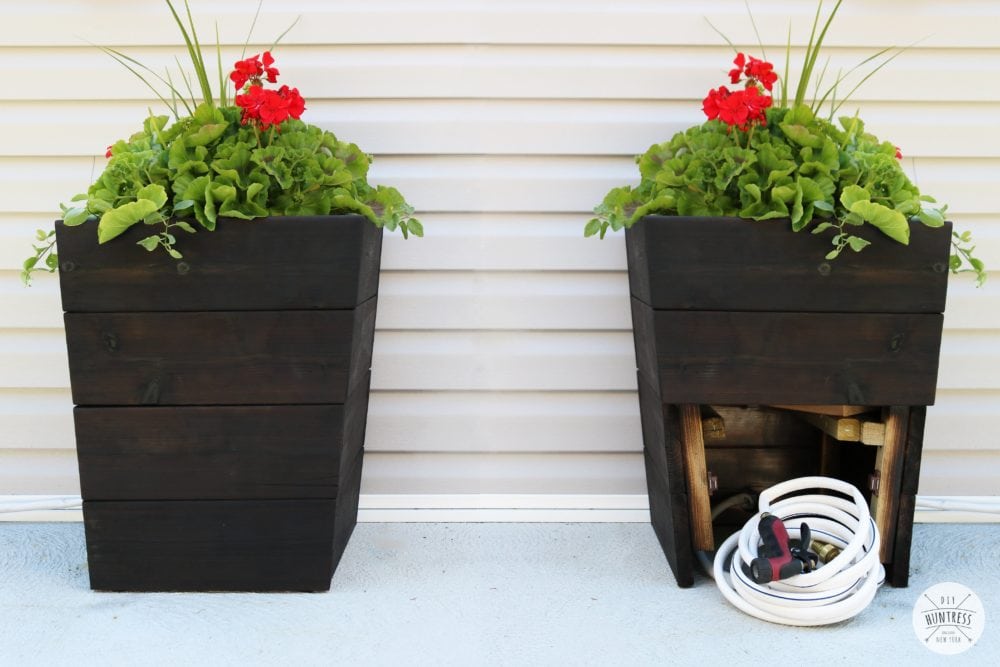 DIY planters with hose storage