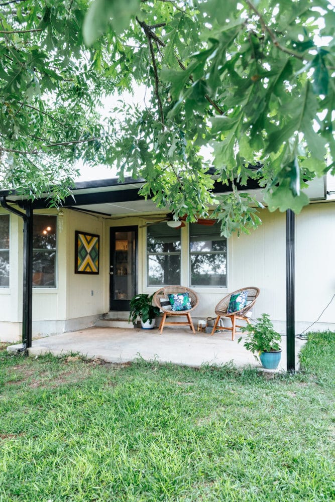 back porch with black covering