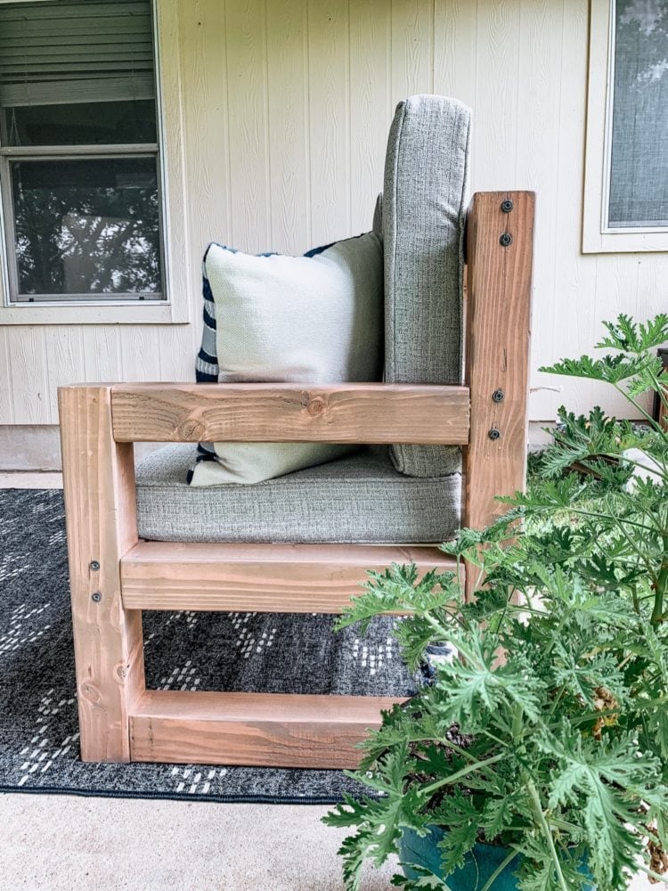 close up of DIY outdoor sofa