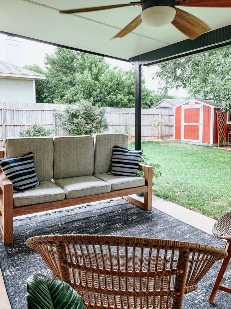 outdoor porch with DIY sofa
