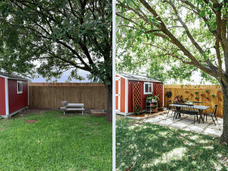 before and after of backyard makeover