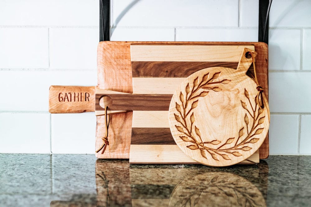 three DIY bread boards carved with x-carve