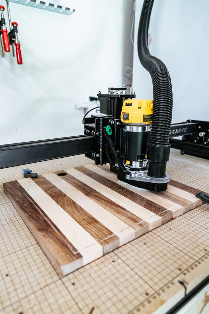 CNC machine cutting out bread boards