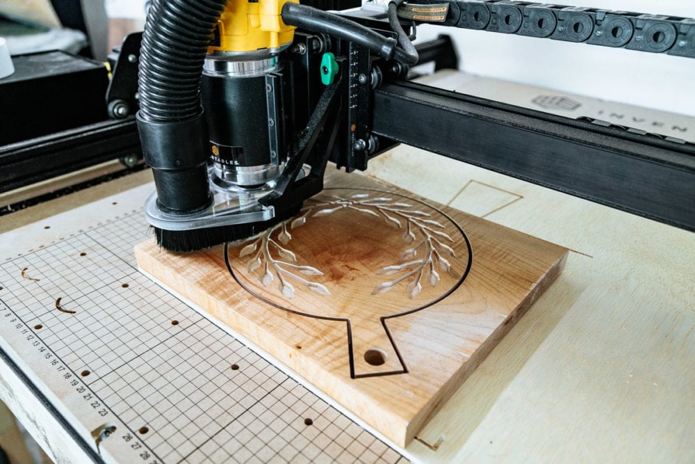 close up of X-Carve cutting out design