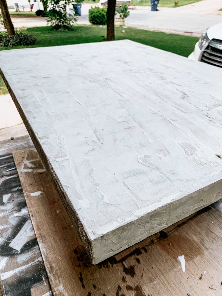 concrete table top with two layers applied