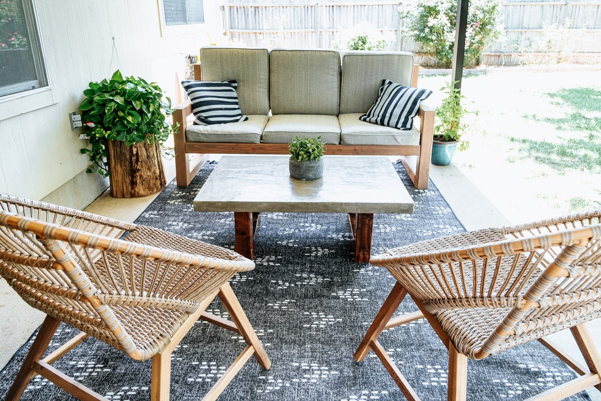 concrete coffee table living room