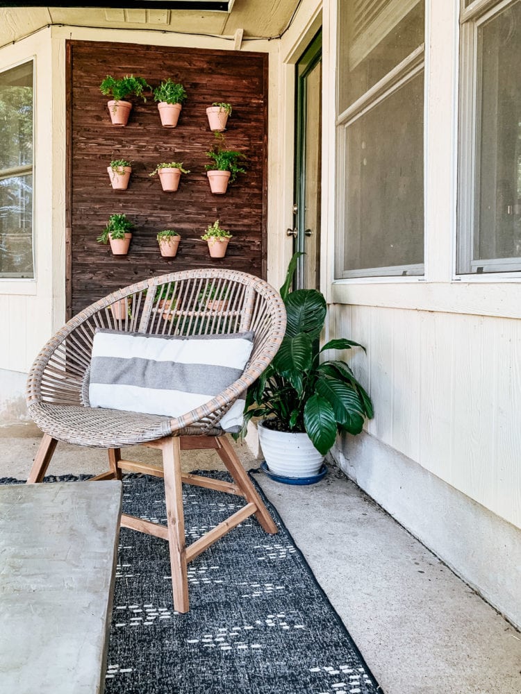 back porch with DIY living wall