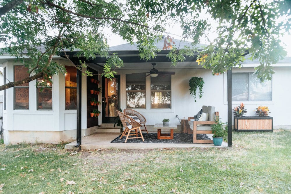 back patio with DIY elements and upgrades 