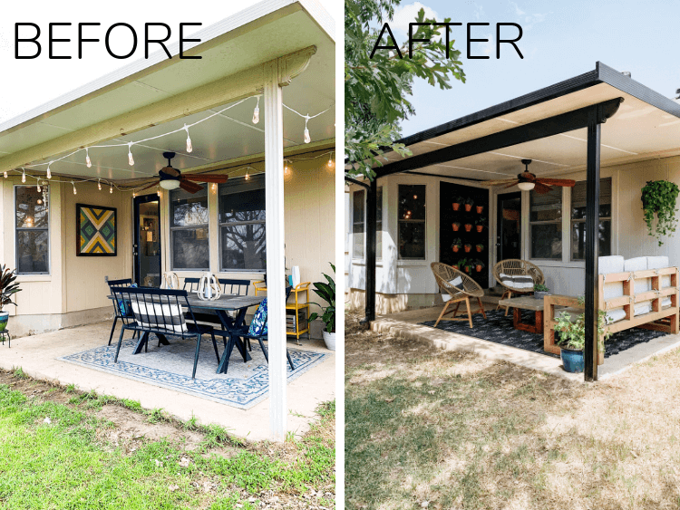 before and after of porch makeover
