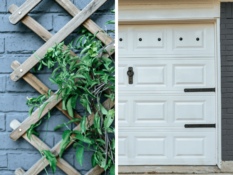 close up of details of painted brick house