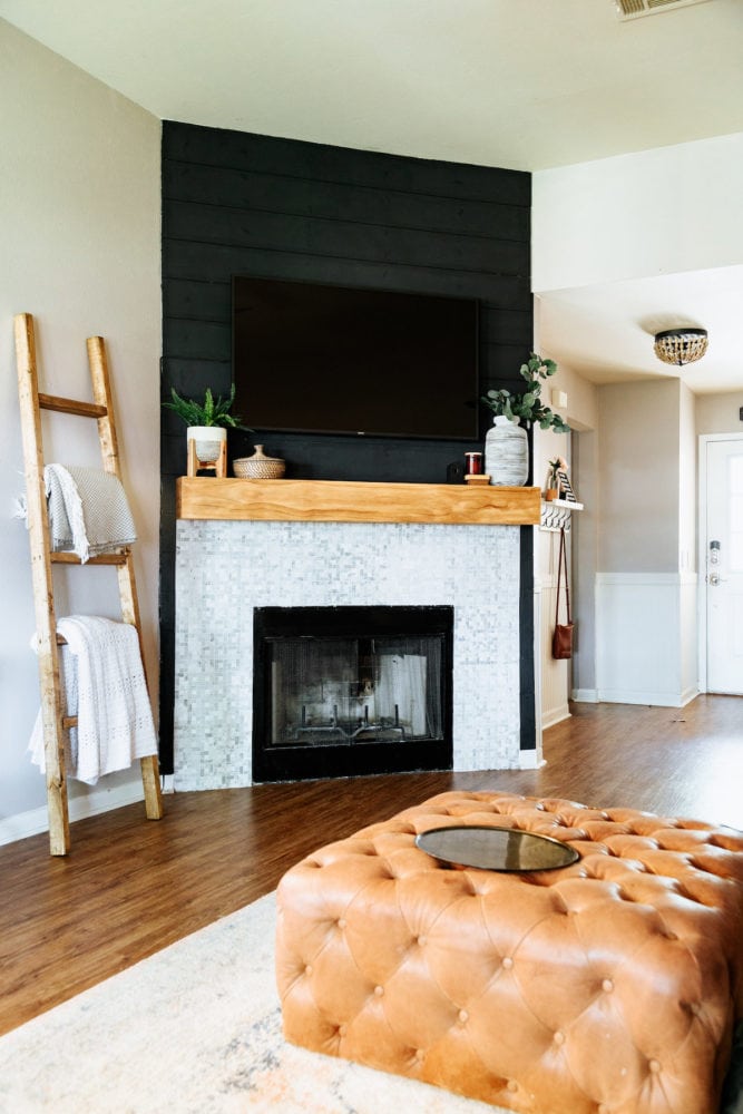 black shiplap fireplace