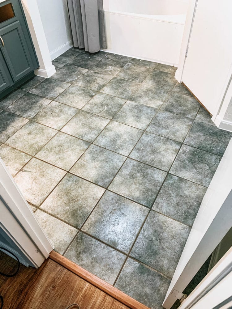 How I Painted Yes Our Bathroom Floor Love Renovations - How To Paint Bathroom Tile Floor