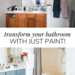 collage of master bathroom makeover