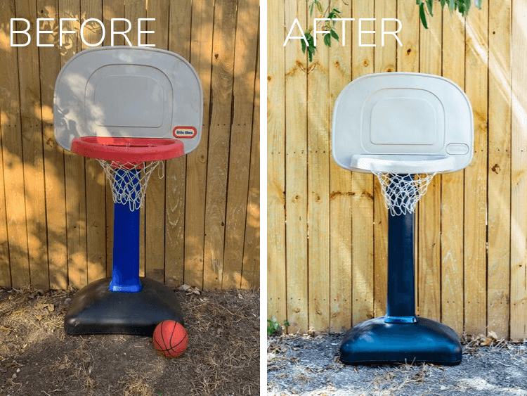 before and after of little tikes basketball hoop
