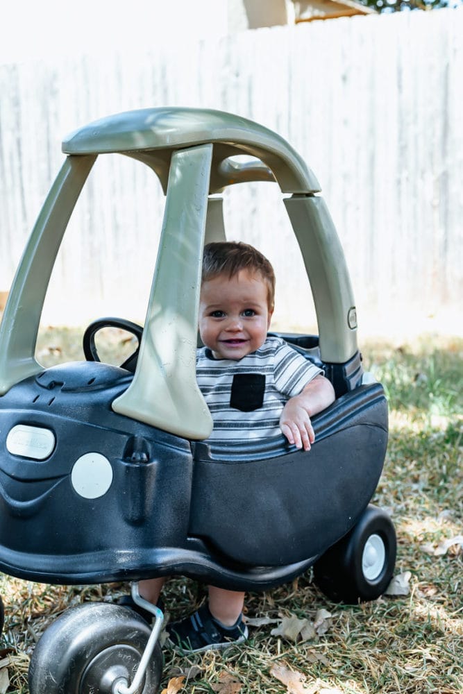 close up of painted little tikes cozy coupe